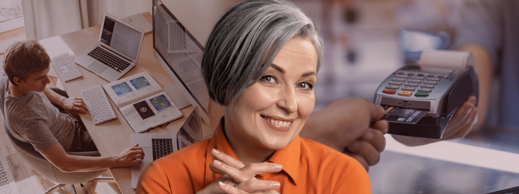 Woman wearing orange shirt