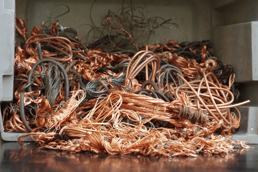 Copper wires in a pile
