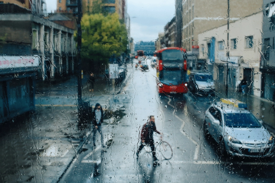 Rainy London street